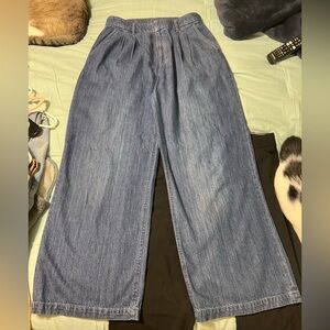 GAP pleated Wide-Leg Denim Jeans